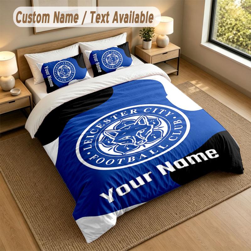 Bedding Set 1 Duvet Cover 2 Pillowcases Leicester City Print Soft Bed Linen Bedroom Decor