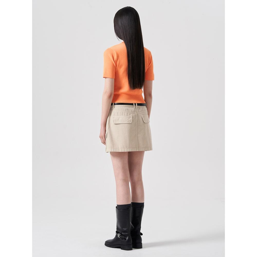 8SECONDS Off-Shoulder Ribbed Knit Orange