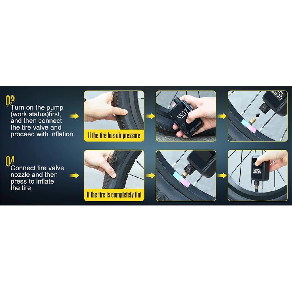 Bike Pump Electric Portable Bicycle Pump, 120 PSI Mini Tire Pump with Digital PSI Pressure Gauge