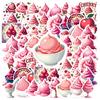 35-50pcs Pink Strawberry Ice Cream Dessert Stickers Cartoon Snacks Food Graffiti Decals Stationery Sticker Reward Gift