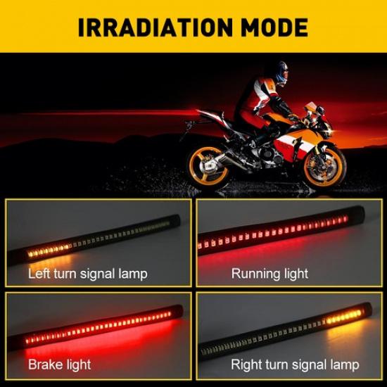 48 LED Motorcycle Flexible Signal Turn Amber Integrated Strip Brake Tail Light