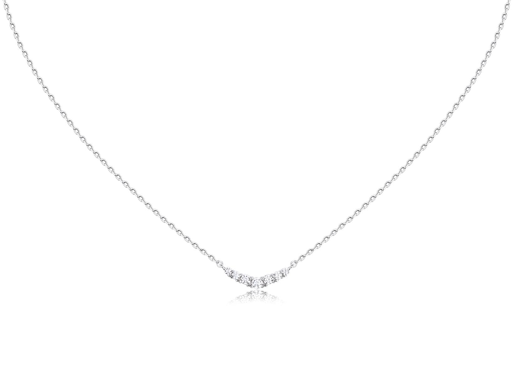 [lady like] Silver 925 V-line Diamond Smile Necklace ERP