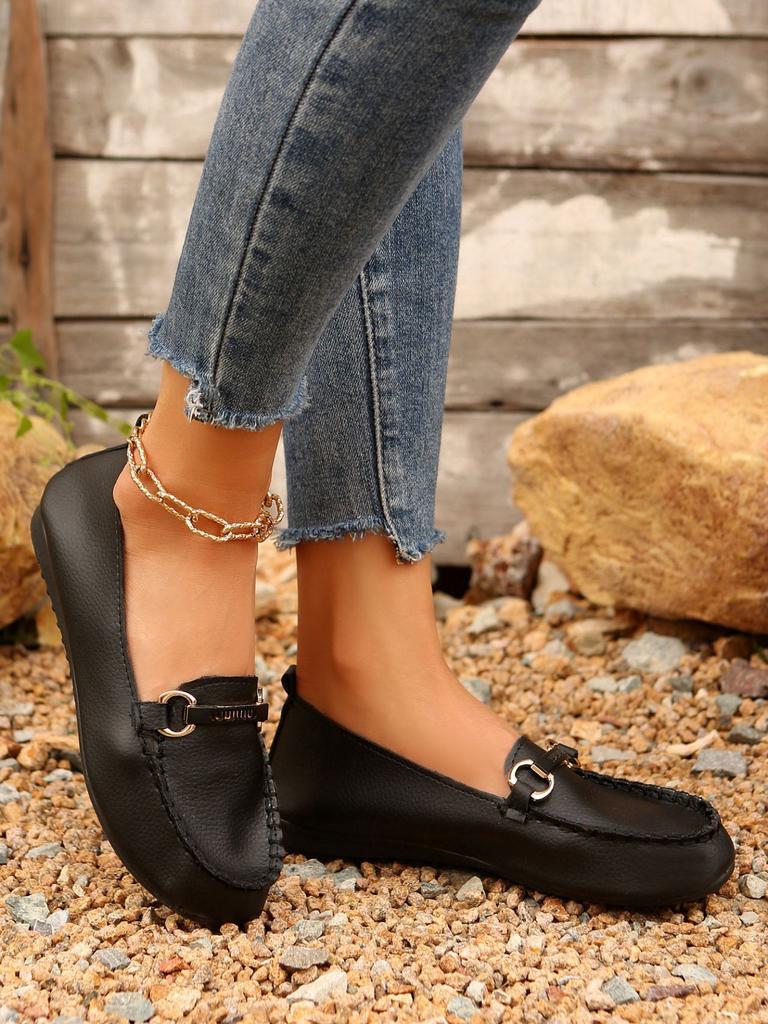 Large size autumn single shoes women's fashion Doudou shoes women's good match casual women's shallow mouth shoes