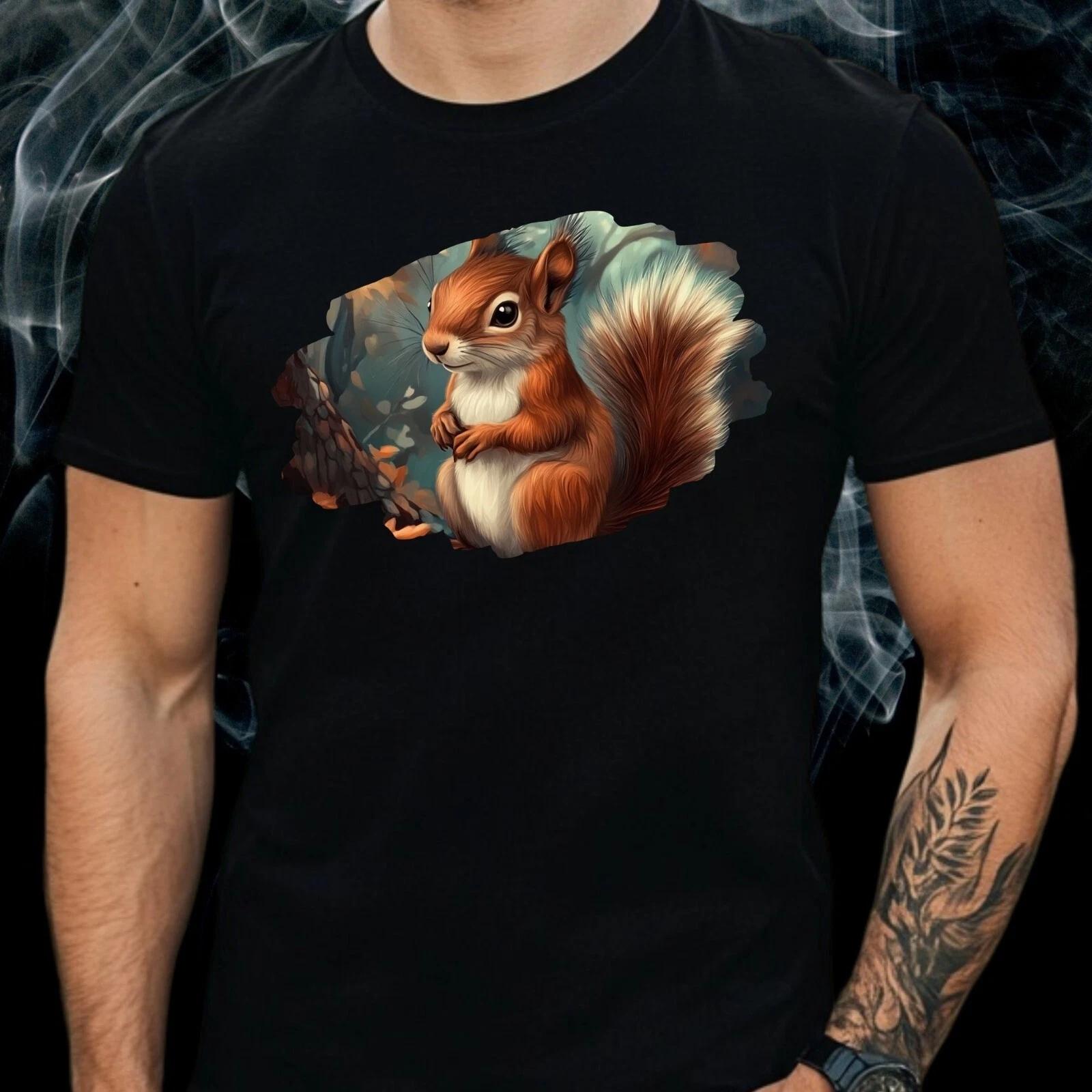 T-Shirt Herren Eichhörnchen Motiv Baumwolle Größe S bis 5XL M