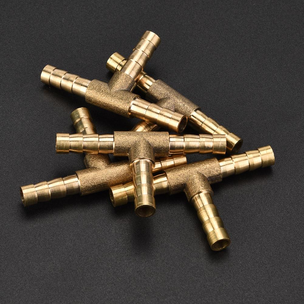 5 Stück Messing T 3-Wege Schlauchverbinder Tüllenanschluss Luft Wasser Öl Gas Kraftstoff (6mm)