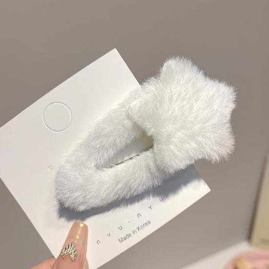 4Pcs Hairpin Plush Star Shape Bang Hair Clamp Kids Warm Autumn Winter Hair Clip Firm Hold No Scratch Hair Accessory