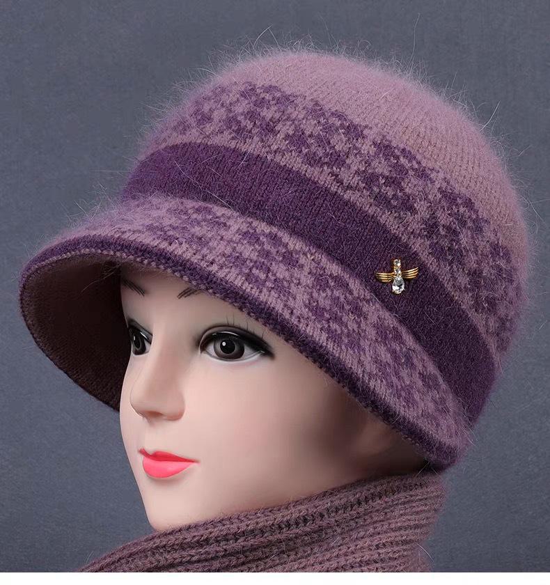 

Женская зимняя теплая вязаная шерстяная шапка для людей среднего и пожилого возраста - Plus Velvet Grandma Basin Hat hat; One Size фиолетовый