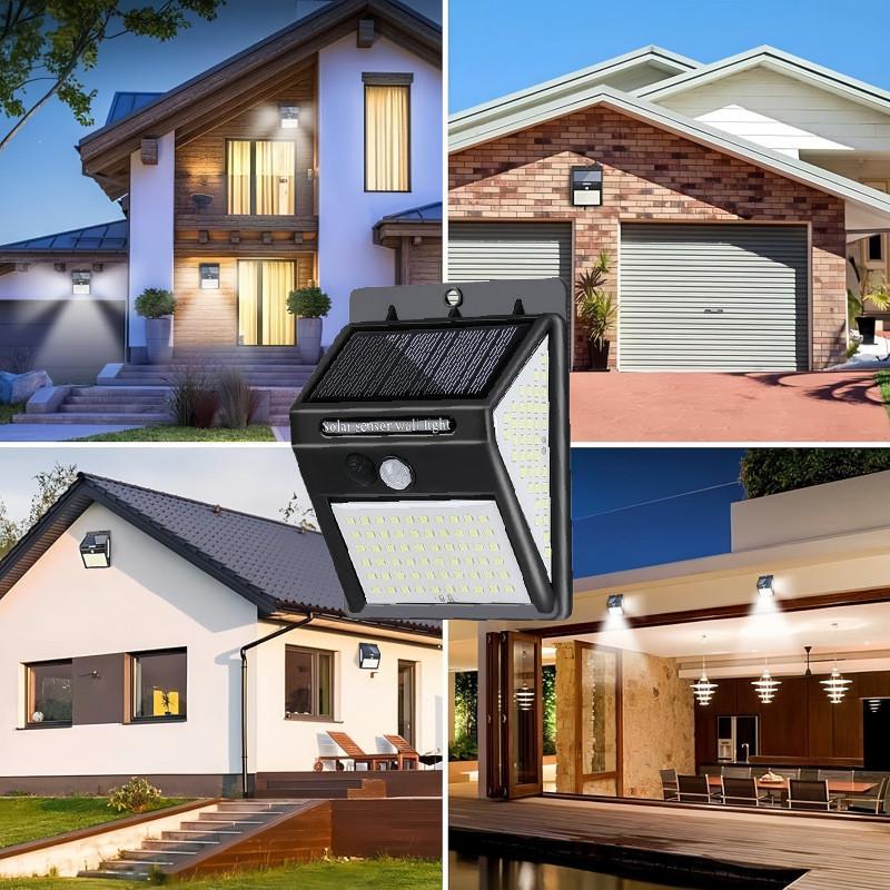 Security 140led Solar Light Outdoor Motion Sensor Lamp For Garden Courtyard Wall