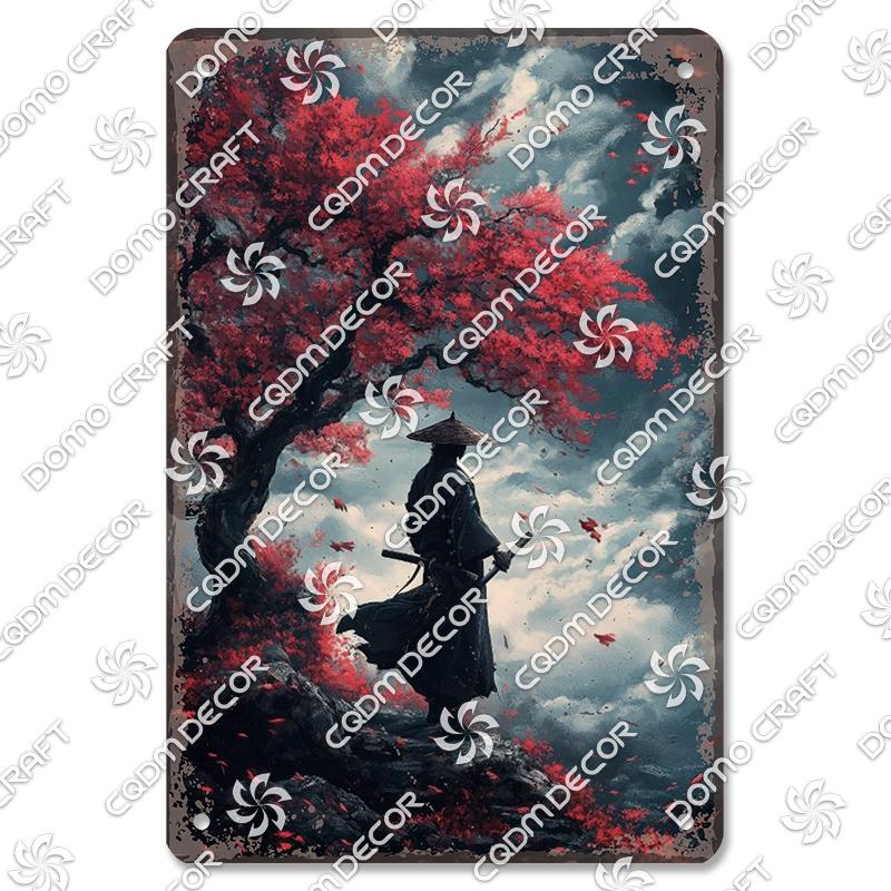 Retro Japanischer Stil Poster Metall Blechschilder Kimono Schönheiten Japanischer Samurai Vintage Metallplatte Wanddeko Club Bar Man Cave