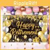 Black Golden Retirement Theme Decoration Background Cloth Party Props Event