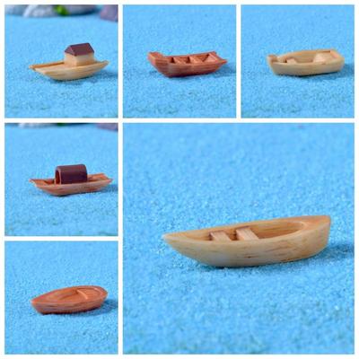 Wooden Boat Micro Landscape Boat Micro Landscape Bonsai Ornaments Resin Wooden Boat Decoration  DIY
