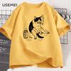 Funny Smoking Cat Meme Tshirt Unisex Cigarette Joke T Shirt Casual Stupid Brainrot Cat Lover Tshirt Humor Kitty Tee Male Clothes