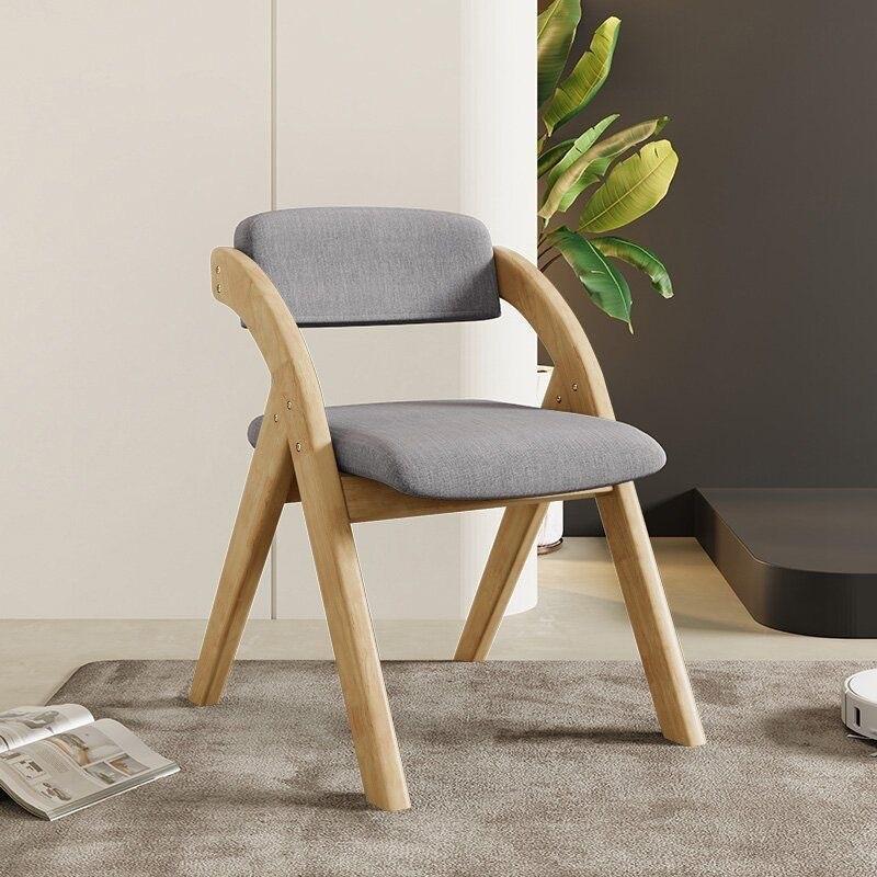 Foldable Wooden Dining Chair With Thickened Backrest Lightweight Multi-Use Home Office Adults
