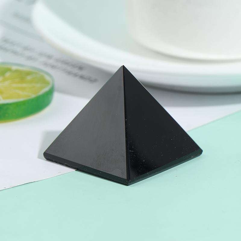 Obsidian Pyramid Natural Polished Surface Home Ornaments Desktop Decor
