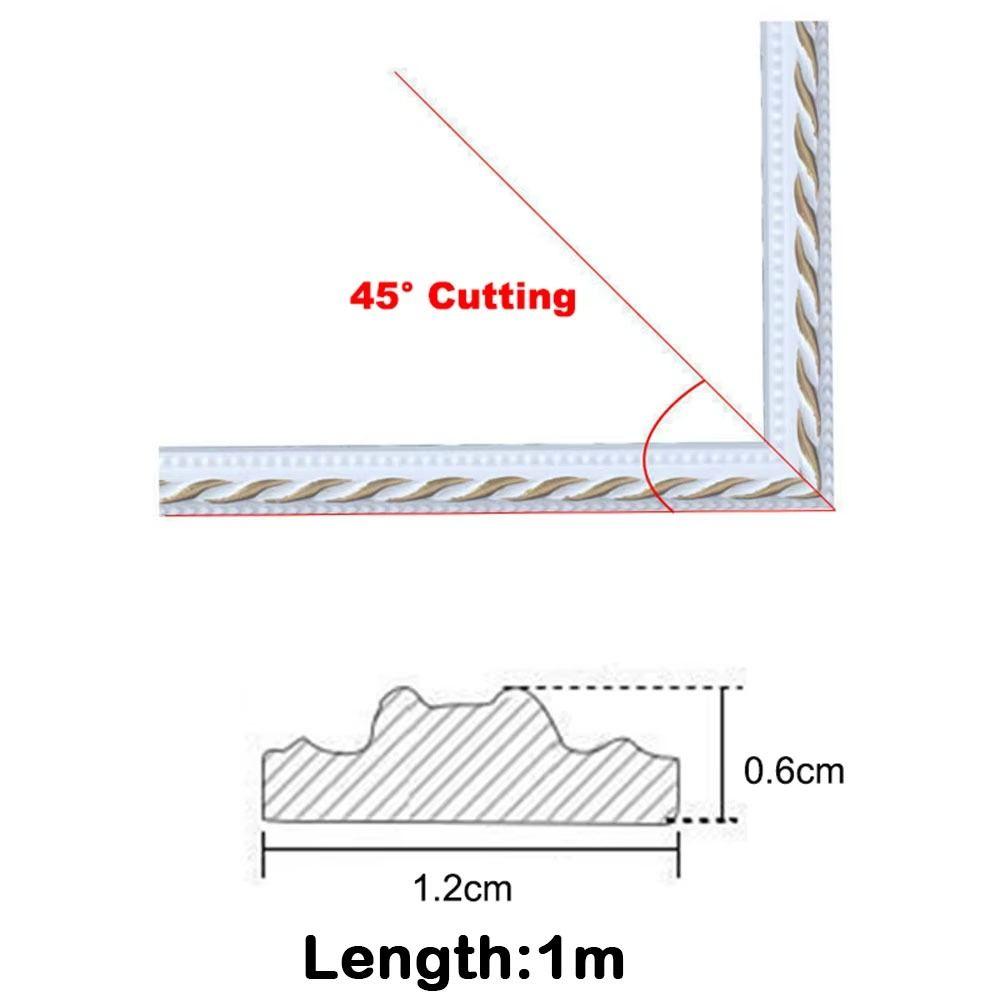1mx12mm Wall Decorative Line Faux Embossed Self-adhesive Home Decorative Trim Waterproof 3D Ceiling Baseboard