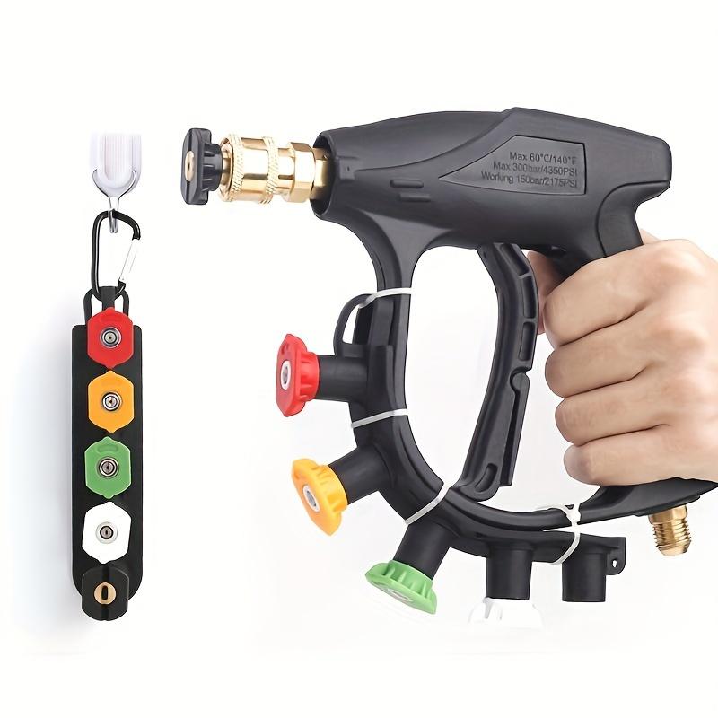 High-pressure Car Wash Water Gun Is Used for High-pressure Cold Water Cleaning Machine,1/4 Quick Interface, 5 Color Nozzles with Storage Base