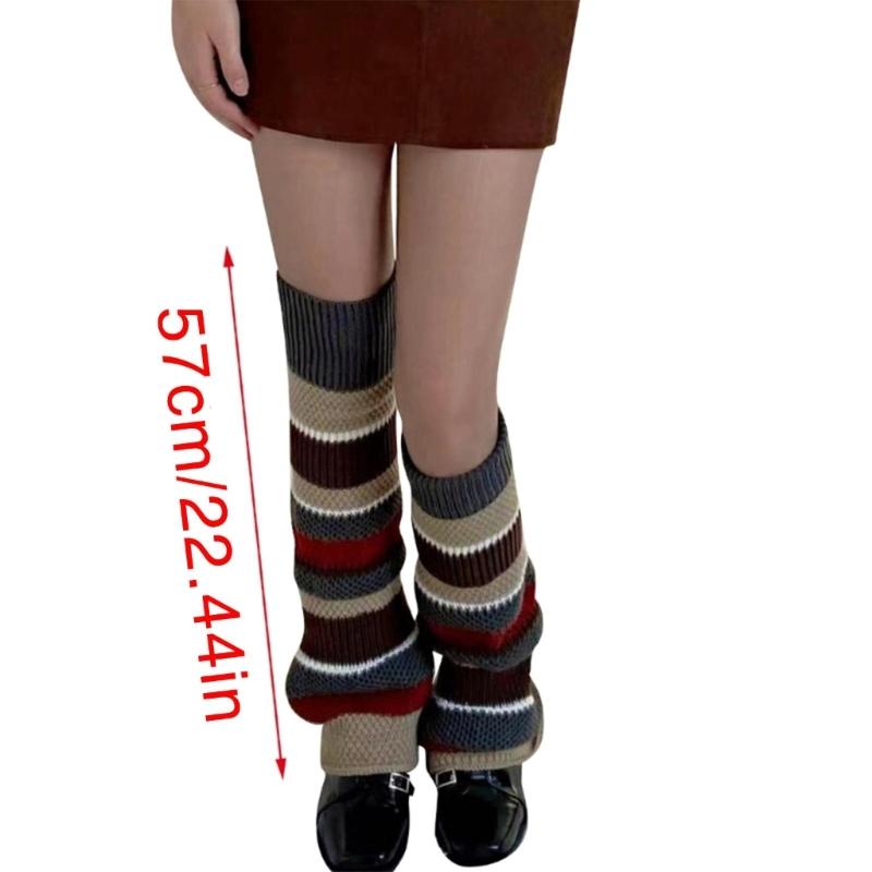 Beenwarmers voor Dames en Meisjes Lolitas Beenwarmer Gestreept Gebreide Lange Beensokken Gothic Harajuku Beenbedekking Sokken