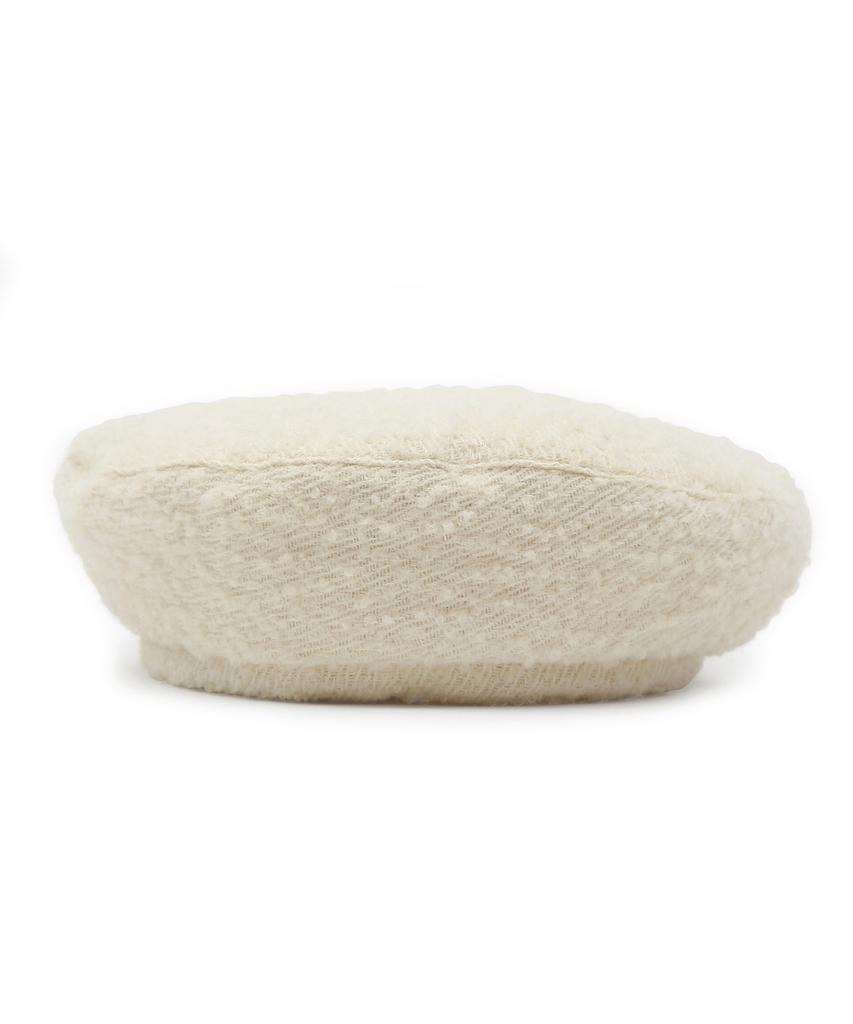Eondeokeonteulolseutyudio Winter Boucle Beret Plate Beret / Strap / Boucle / Cream