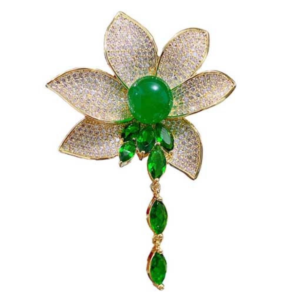 Lotus Pendant Enamel Brooch Badges Fashion Pearl Flower Exqusiite Pin Jewelry