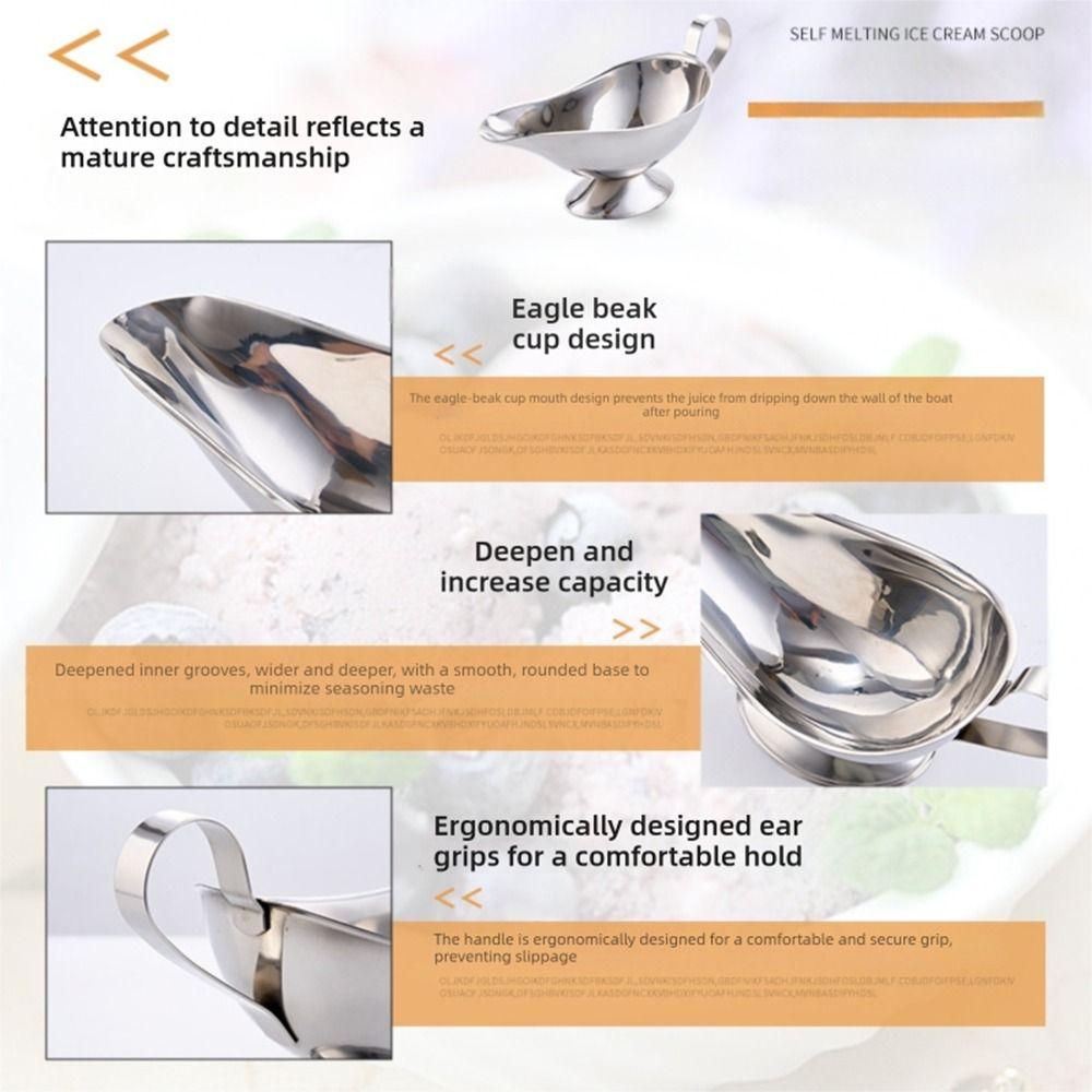 Stainless Steel Sauce Cup Multi-size Silver Sauce Boat Multi-functional Ship Shape Salad Dressing Boat Restaurant Use