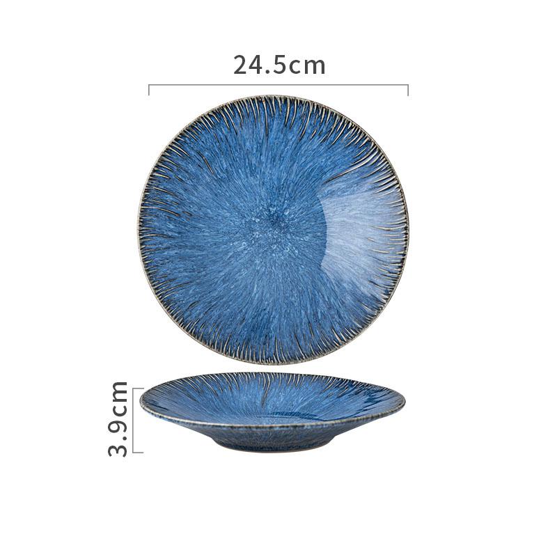 Nordic Blue Ceramic Dinner Plate Restaurant Pasta Steak Plates Home Fruit Salad Bowl Cake Dessert Kitchen Utensils