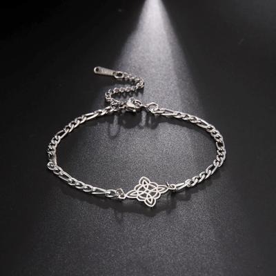 COOLTIME Pulseira Pingente Nó de Bruxa Aço Inoxidável Corrente Figaro Pulseira para Mulheres Meninas Amuleto Wicca Joias Presente Dia da Mulher