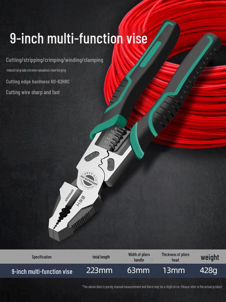 Green Forest Tiger Multifunctional Electrician Pliers Set - Industrial Grade High Leverage Steel Wire Pliers for Household Use