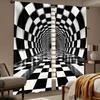 2Pcs Black and White Square Print Curtains,suitable for Bedroom,living Room Kitchen Decoration,home Decoration,window Decoration