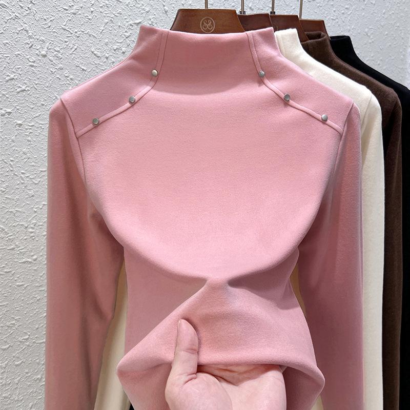 

Женская базовая рубашка с воротником-стойкой из двустороннего немецкого вельвета, утепленная толстым ворсом, новая весенне-осенне-зимняя модель XXXL розовый