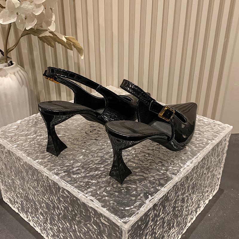 

Черные Остроносые Женские Сандалии Неглубокие Удобные Лакированная Кожа Модная Обувь Женская Французские Сексуальные Высокие Каблуки Дизайнерская Обувь 42