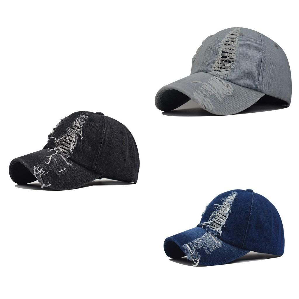 Trendy European American Style Distressed Denim Baseball Cap For Men And Women