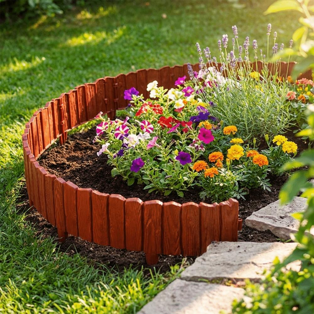 3pcs Plastic Material Decorative Fence Panels Interlocking Fence Lawn Landscaping
