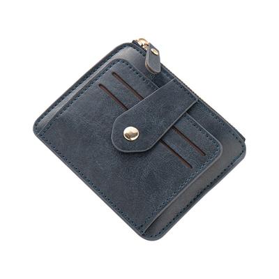 Simple PU Leather Women's Card Bag Zipper Large Capacity Men's Wallet Business Card Holder for Male And Female