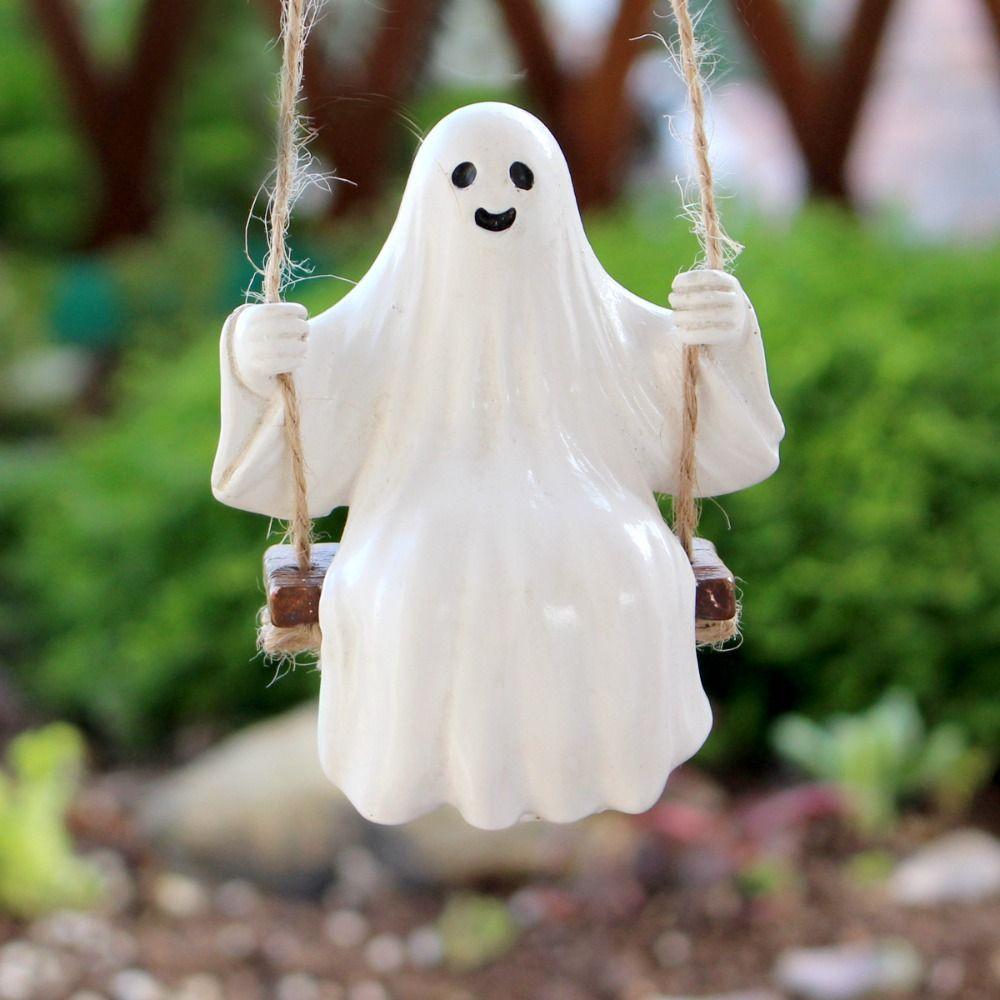 Small Figurine Car Decor Pendant Resin Ghost Ornaments Ghost Swing Pendant  Halloween Decoration