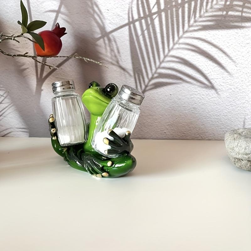 1 Stück Harz Frosch Figur, Niedlicher Salz-, Pfefferstreuer Halter, Verspielte Küche, Heimdeko für Arbeitsplatte, Eingangsbereich, Langlebige Dekorative Statue für Innen/Außen