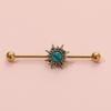 Stainless Steel Long Ear Bridge Piercing Jewelry With Small Gold Snake Bee Double Holes