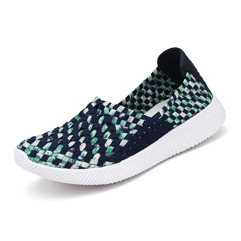 Модные новые плетеные туфли ручной работы одинарные туфли удобные женские туфли большого размера на плоской подошве 42 синий 2980₽