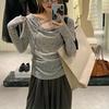 Polyester Dot Pattern Off Shoulder Tiefront T Shirt For Women Fall