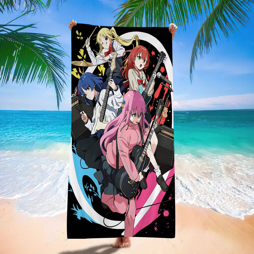 B-Bocchi The Rock Bath Towel Microfiber Soft Water Absorbing Breathable For Girl Kids Decorative Cartoon Beach Towel