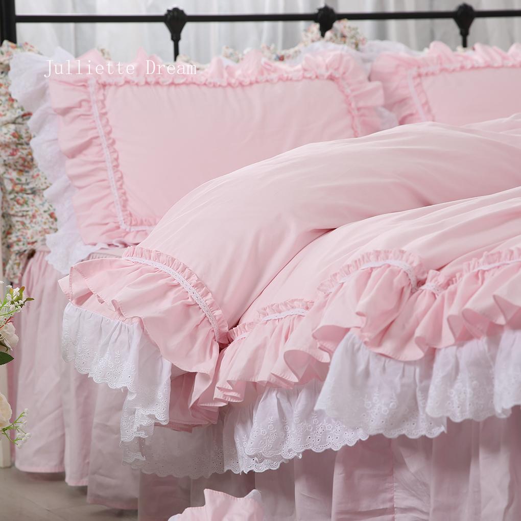 Pink Luxury Bedding Set Super Sweet Princess Bedding Ruffle Duvet Cover Set Wedding Decorative Bedding Bed Sheet Cover Linen