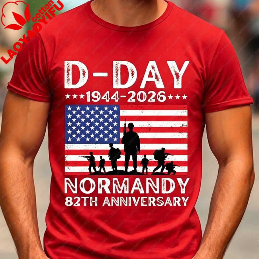 DDay Shirt 82. Jahrestag Normandie 19442026 TShirt D Day 06 Jun 1944 Gedenkbekleidung Herren Rundhals Baumwolle Kurzarm