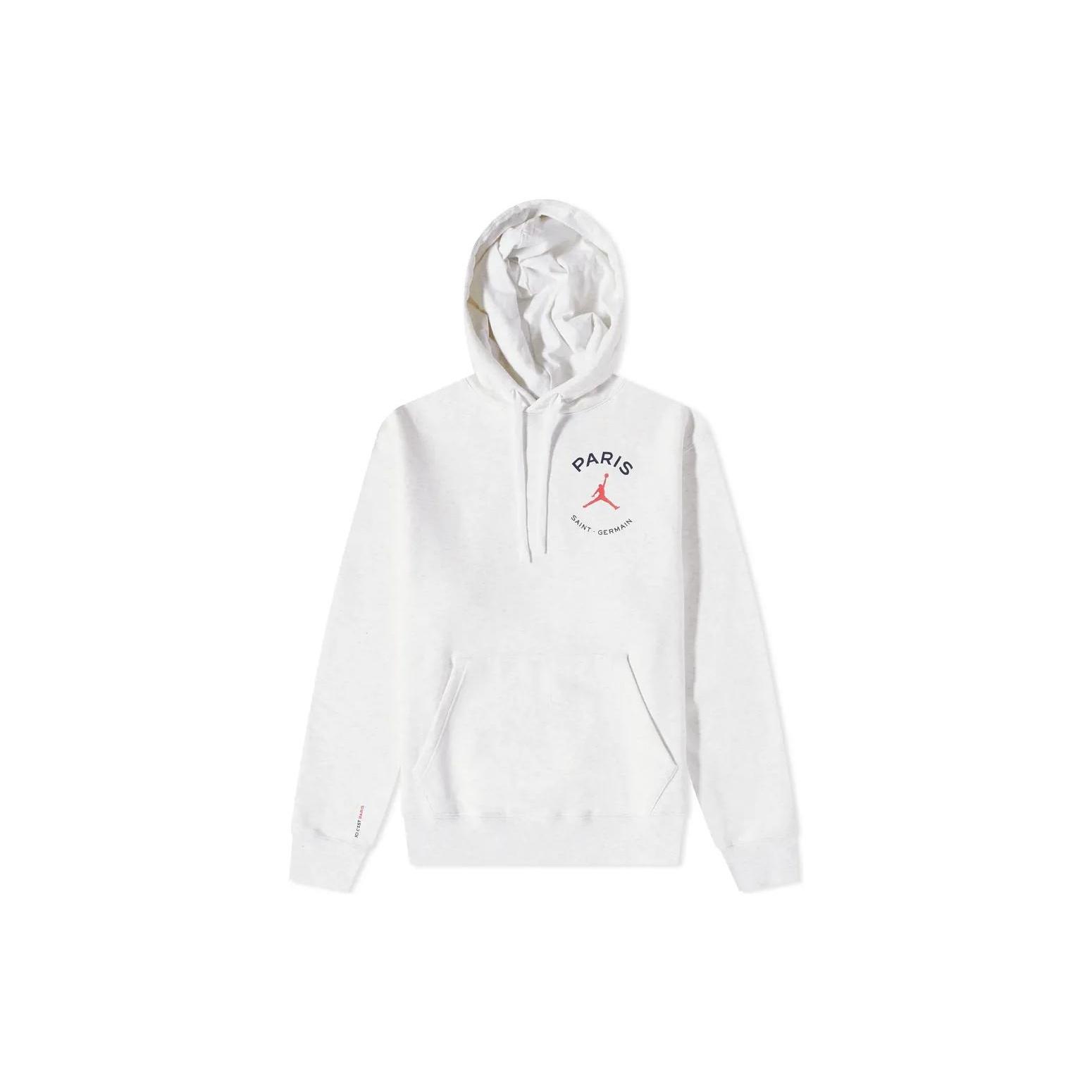 Men s Air Jordan x Paris Saint-Germain Crossover Logo Numeric Printing Hooded Long Sleeves White DJ0395-051 M