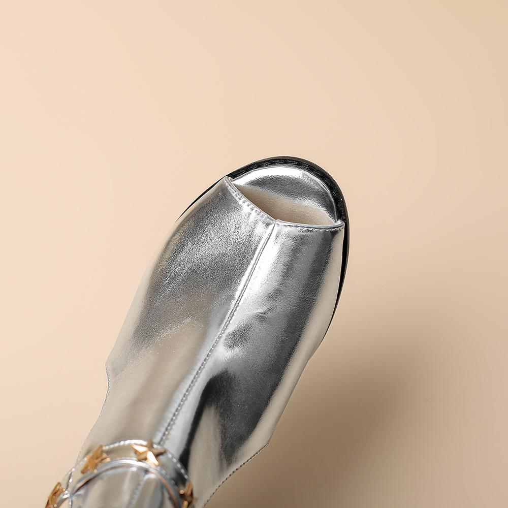 Zlaté Stříbrné Dámské Sandály Střední Podpatek Malá Velká velikost 32 48