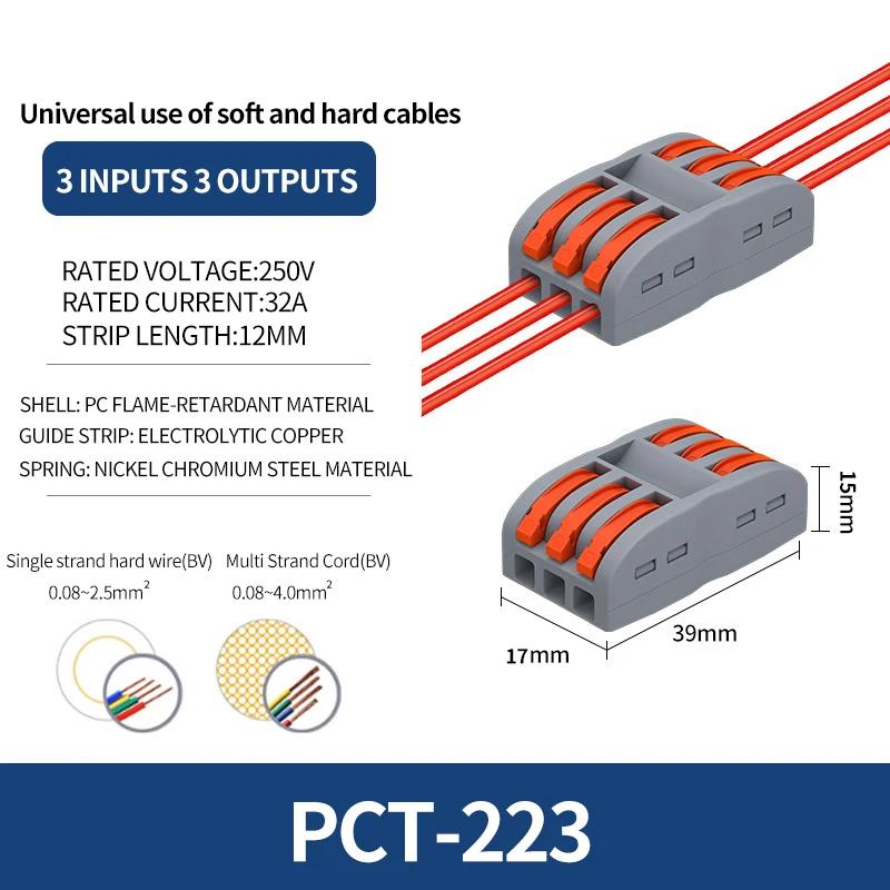 10/1000Pcs SPL-2/3/4/5 Mini Quick Wiring Terminal 2-In 2-Out,3-In 3-Out Parallel Wire Connection Connector, Press Type
