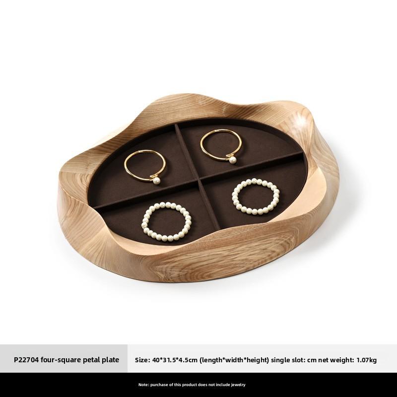 Solid Wood Pearl Jewelry Display Tray, Ring Necklace Earring Organizer, Bracelet Jewelry Exhibition Props