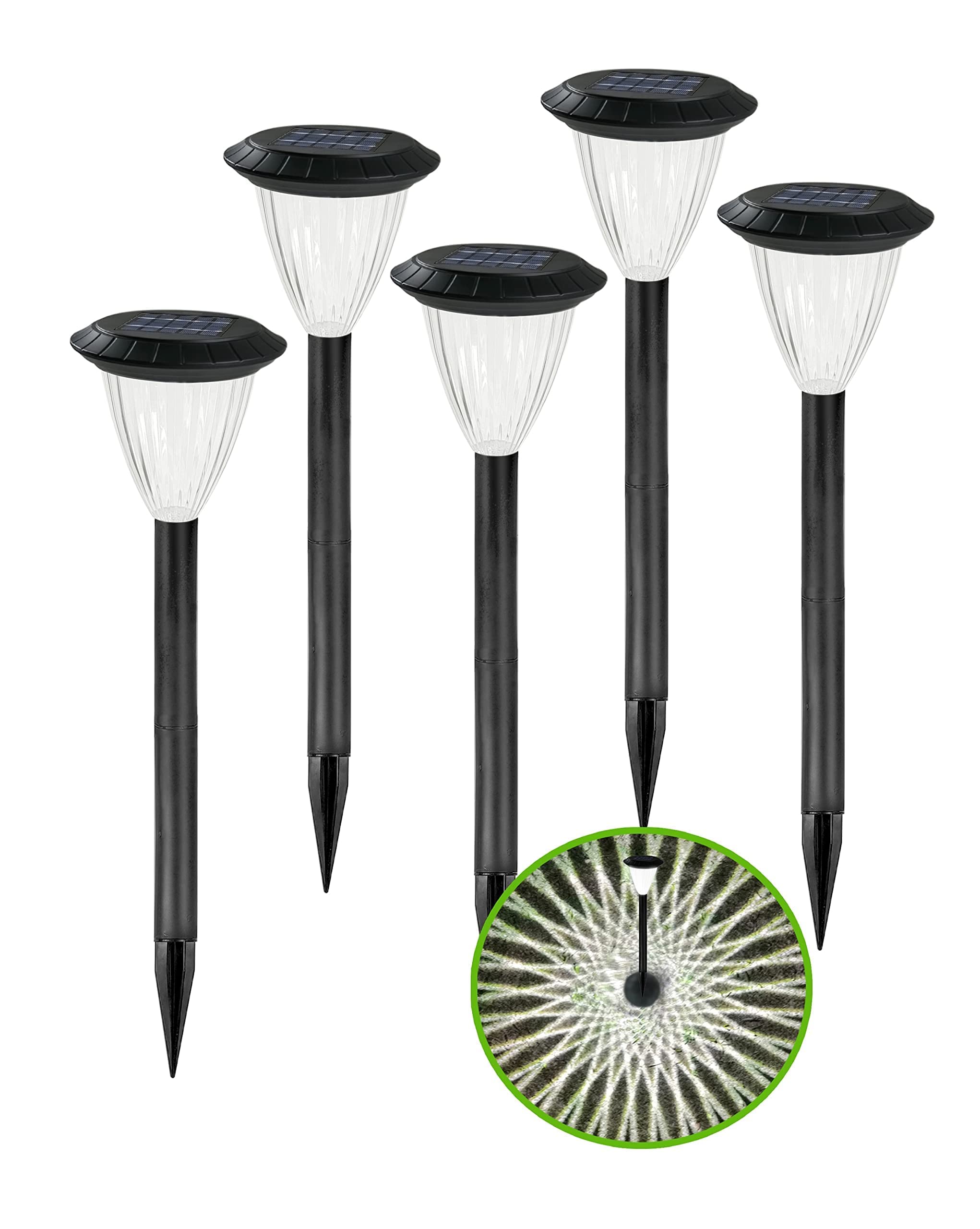 

Long-lasting illumination until the next morning GWSOLAR [Smart Lighting Gardening Light, 5-Pack, White, RENEW] Solar-Powered Outdoor Light,