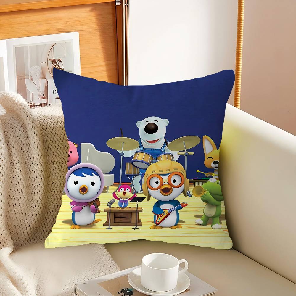P-Пороро Маленький P-пингвин Наволочка Дизайн Чехол для подушки Декор Праздничное украшение 16x16Inch