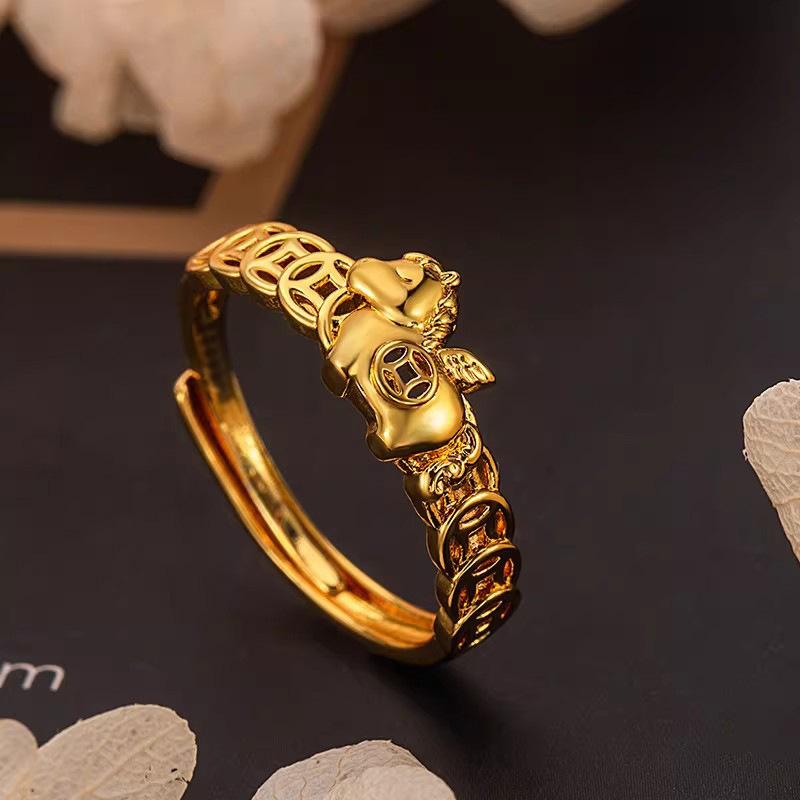 

Кольцо Год Лошади Простое Открывающееся Кольцо-Монетка Регулируемое Кольцо Высококлассное Ощущение Год по Восточному Календарю Подарочные Аксессуары B