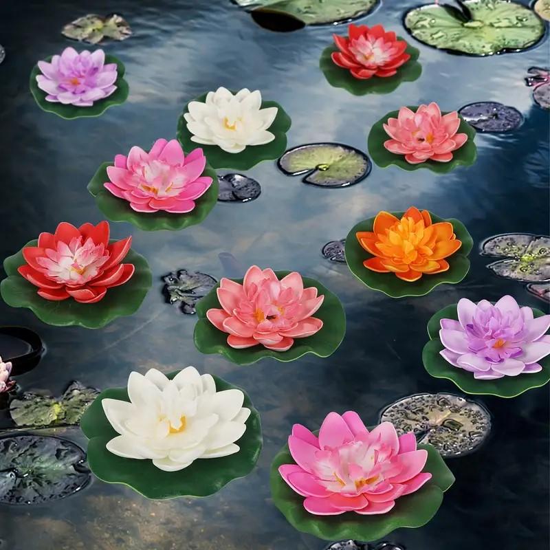 1/5/12 Stück Lotus Kunstblume Schwimmende Künstliche Lotus Pflanze Lebensechte Seerose Mikro-Landschaft für Teich Gartendekorationen