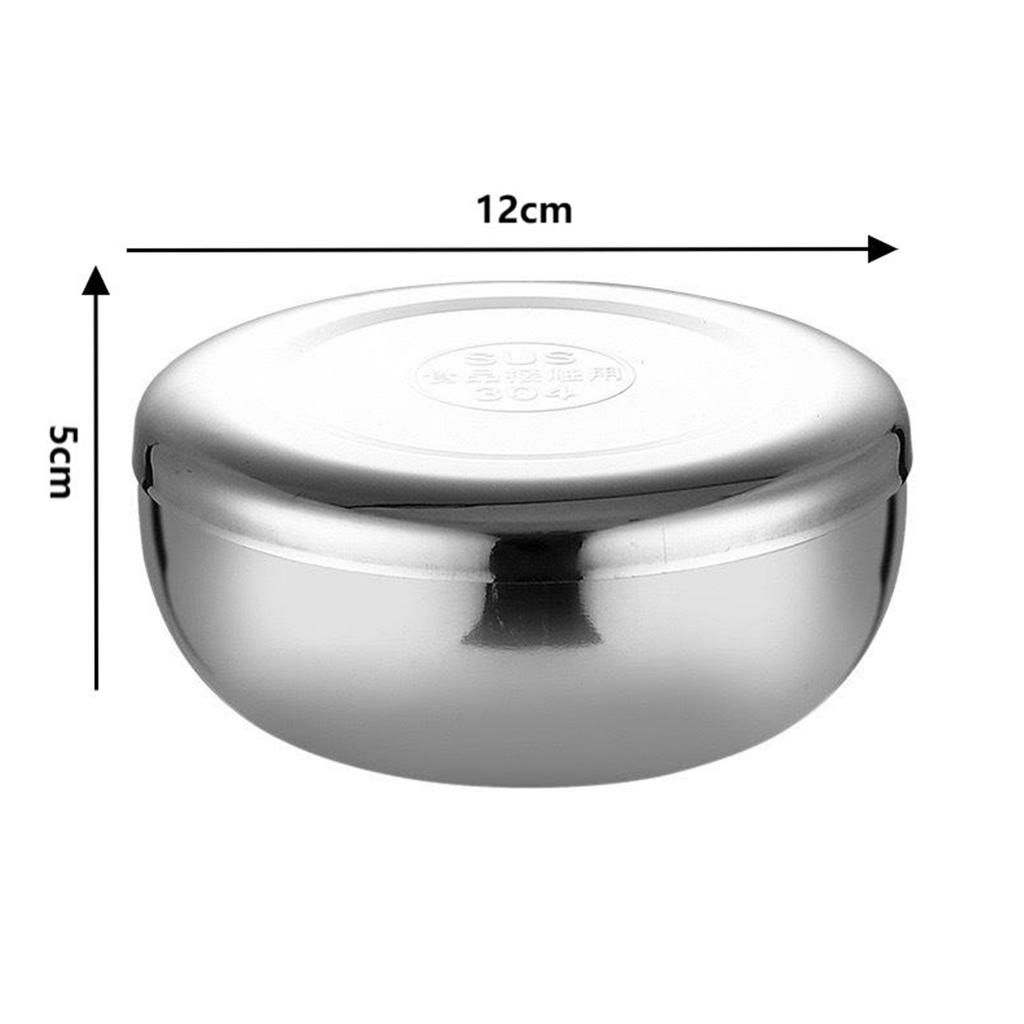 Stainless Steel Bowl Korean Big Cooked Rice Bowl With Cover Single Layer Steamed Rice Bowl Child Anti-Scalding/Fall Tableware